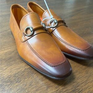 Magnanni Voto Dress Shoes Cognac Brown Leather Bit Loafers